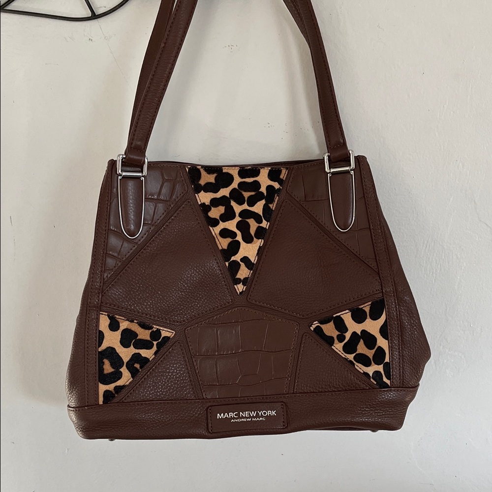 Marc New York Brown and Leopard Shoulder Bag